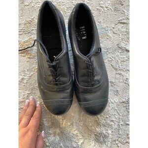 BLOCH Tap Shoes Womens Black Lace-Up Stamped Metal Toe & Heel Taps
